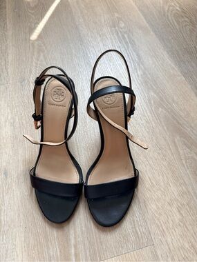 Tory Burch Black Leather Ankle-Strap Sandals